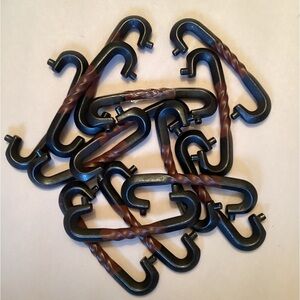 Bundle of 14 gothic iron twist handles drawer pulls